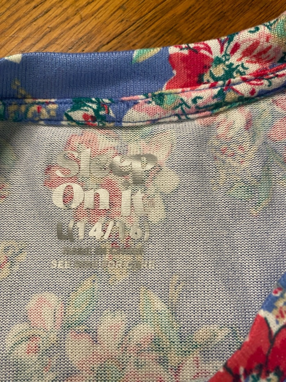 Sleep On It Girls Blue Floral Pajama Set Size L 14/16 - Picture 5 of 7